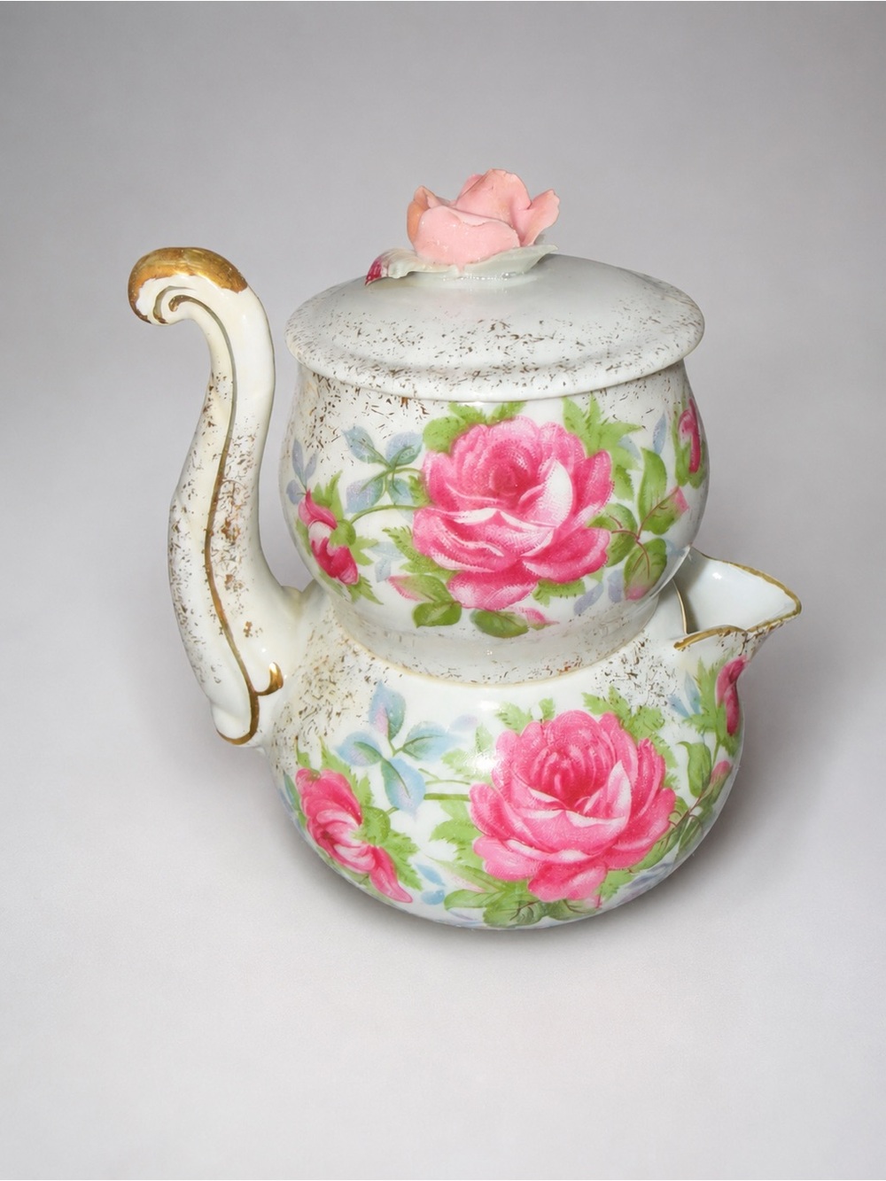 Vintage Lefton China Hand Painted Tea For One Teapot Warmer Pink Rose